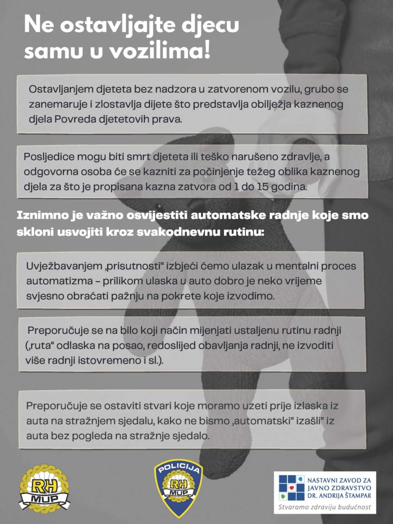 NE OSTAVLJAJTE DJECU SAMU U VOZILIMA: Izbjegnimo stradavanje djece u vozilima zbog dehidracije