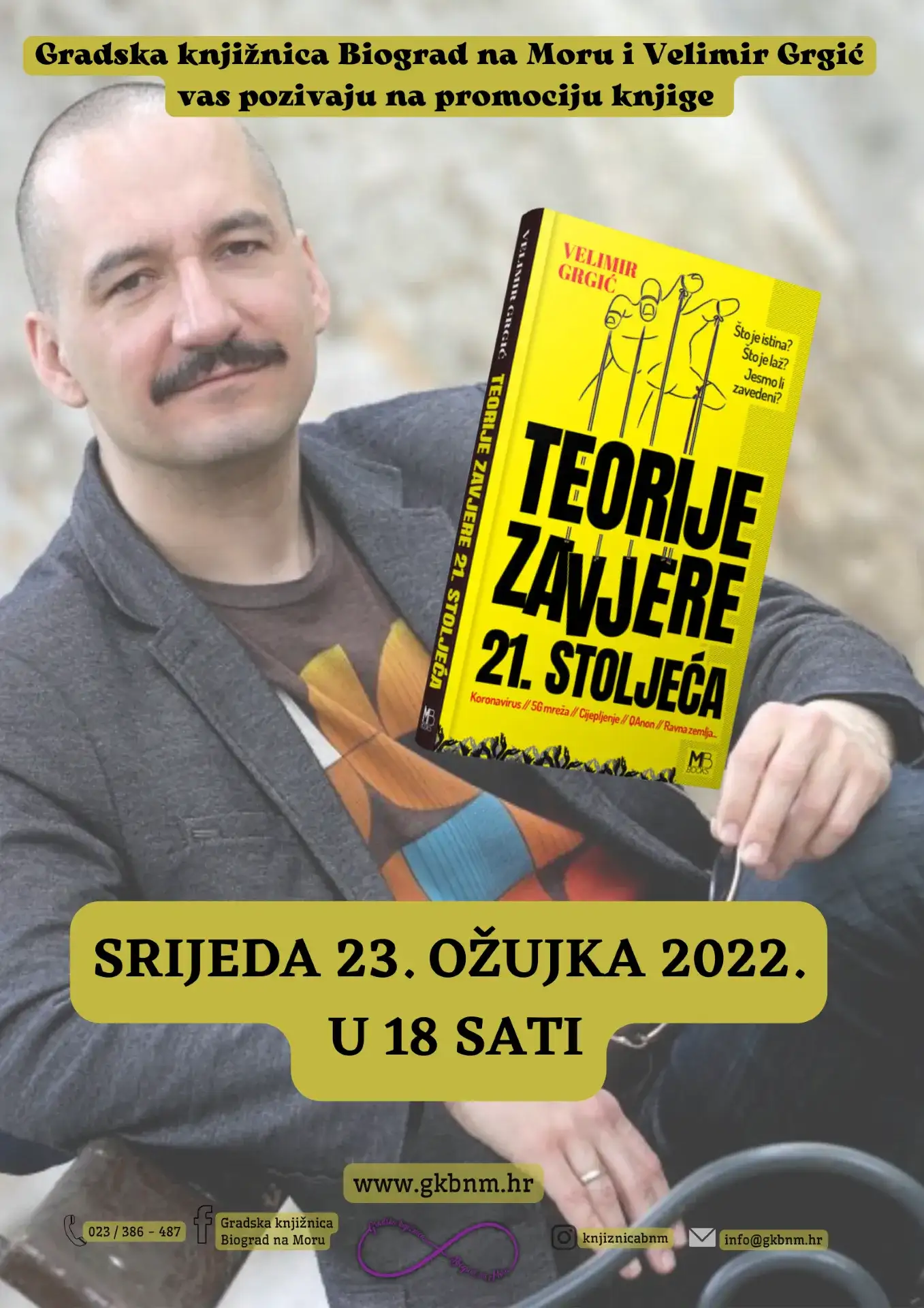 Promocija knjige u Gradskoj knjižnici Biograd na Moru, 23. ožujka 2022. godine u 18 sati.