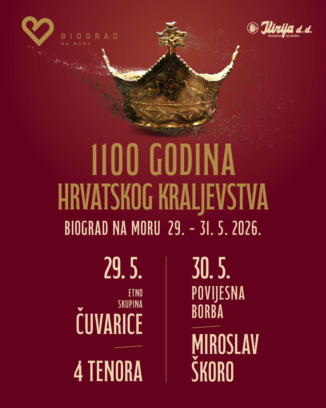 Obilježavanje 1100 godina Hrvatskog Kraljevstva od 29. - 31.5.2026.