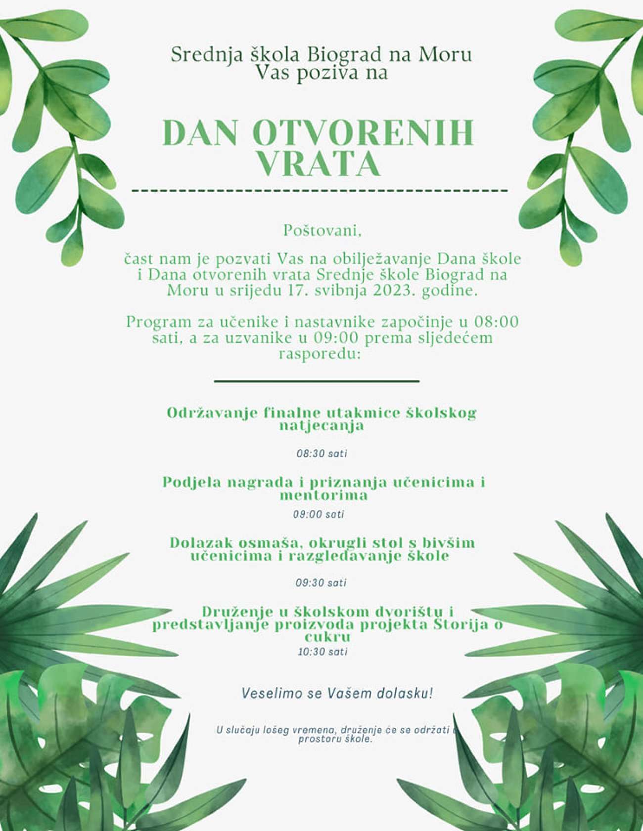 Srijeda 17. svibnja: Srednja škola Biograd slavi svoj Dan