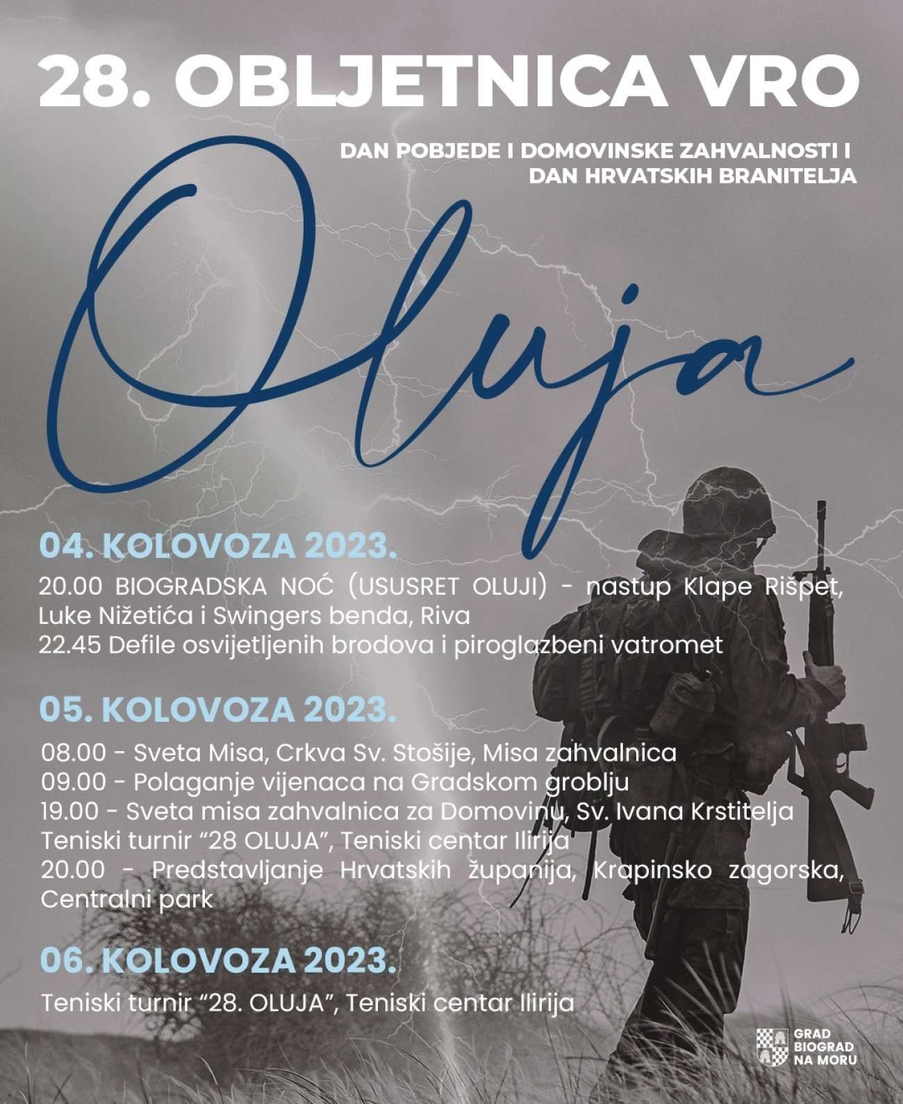 PROGRAM OBILJEŽAVANJA 28. OBLJETNICE VRO OLUJA U BIOGRADU