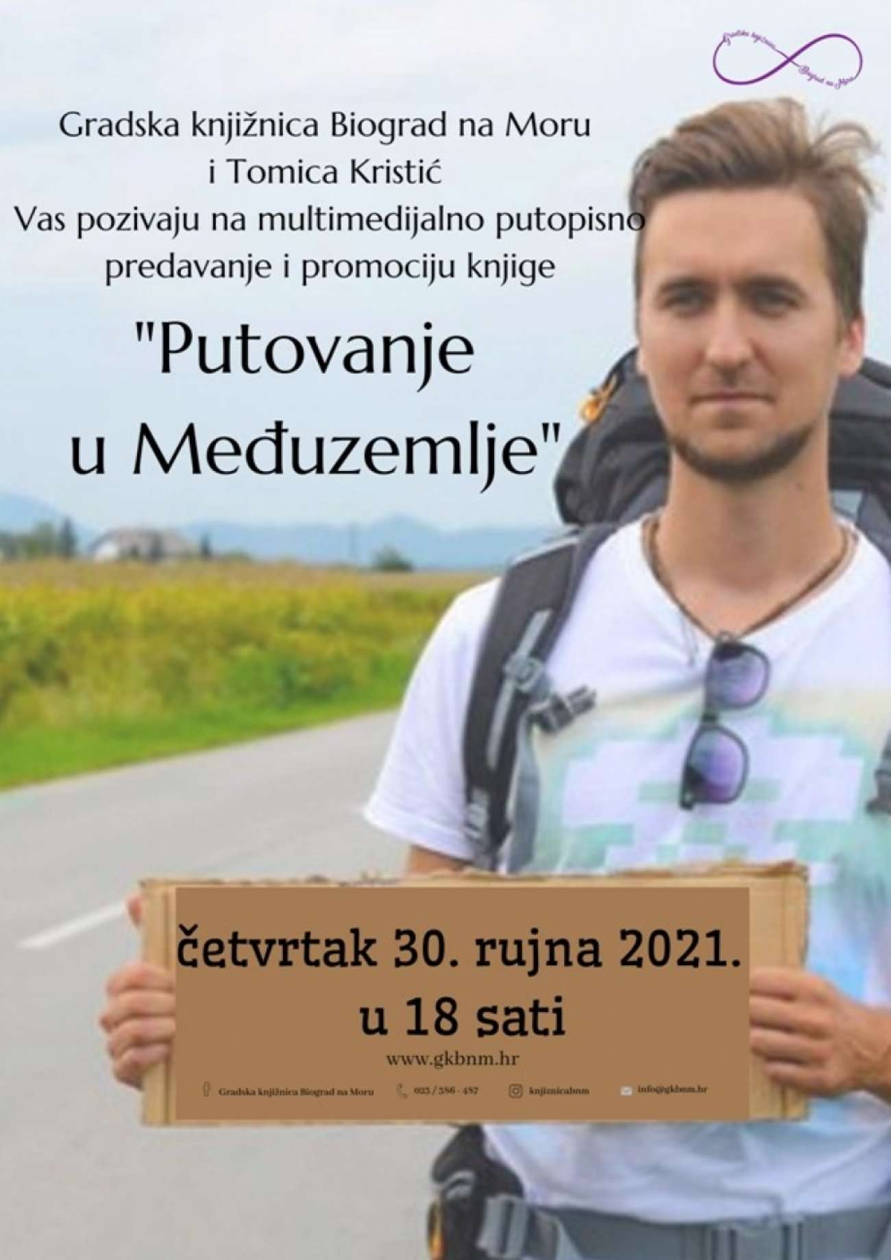 Promocija knjige "Putovanje u Međuzemlje" Tomice Kristića u Gradskoj knjižnici Biograd, 30. rujna 2021. u 18 sati