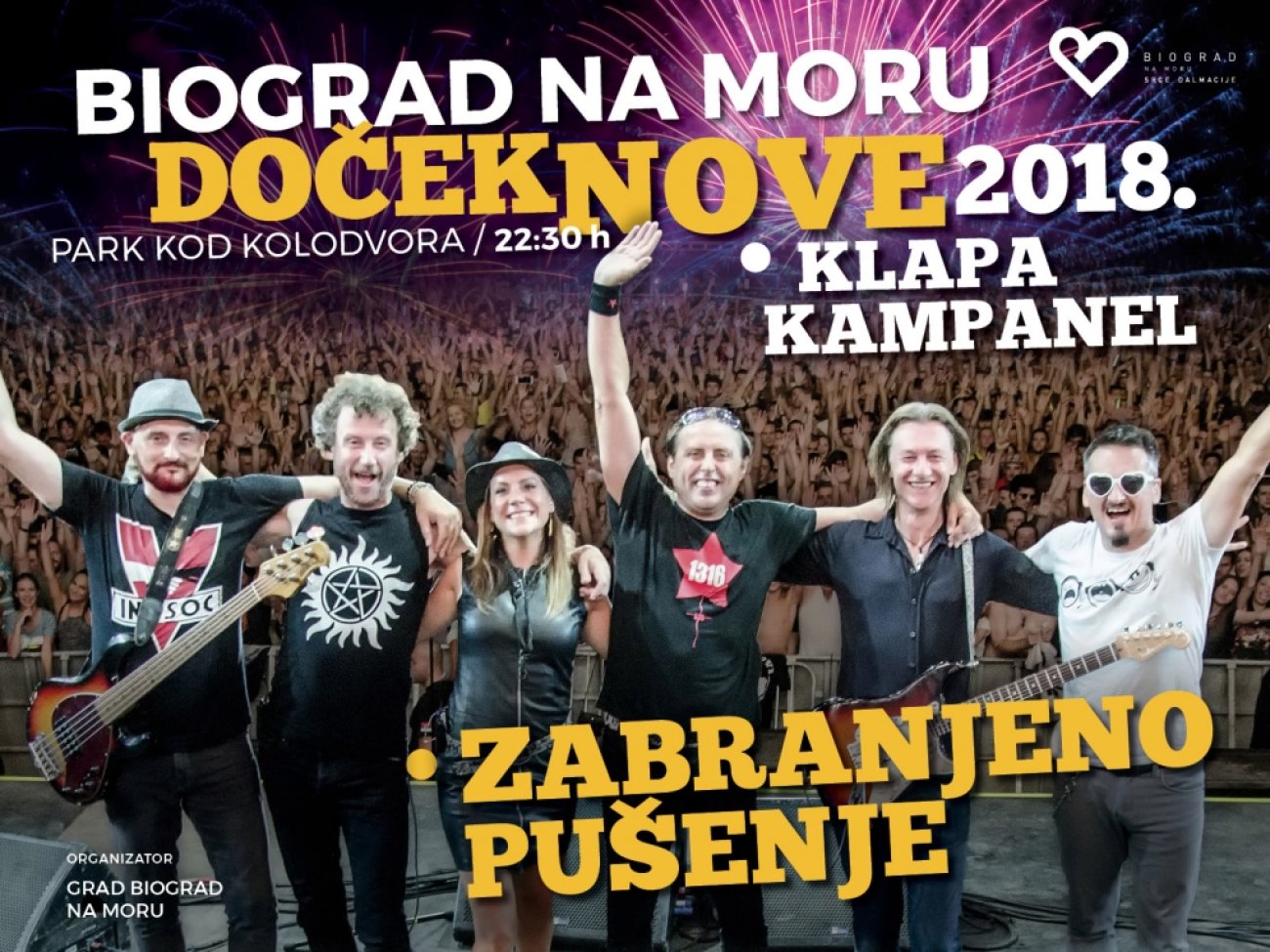 Doček Nove 2018. uz klapu Kampanel i grupu Zabranjeno pušenje