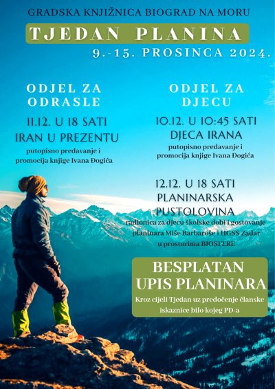 Tjedan planina u Gradskoj knjižnici Biograd na Moru
