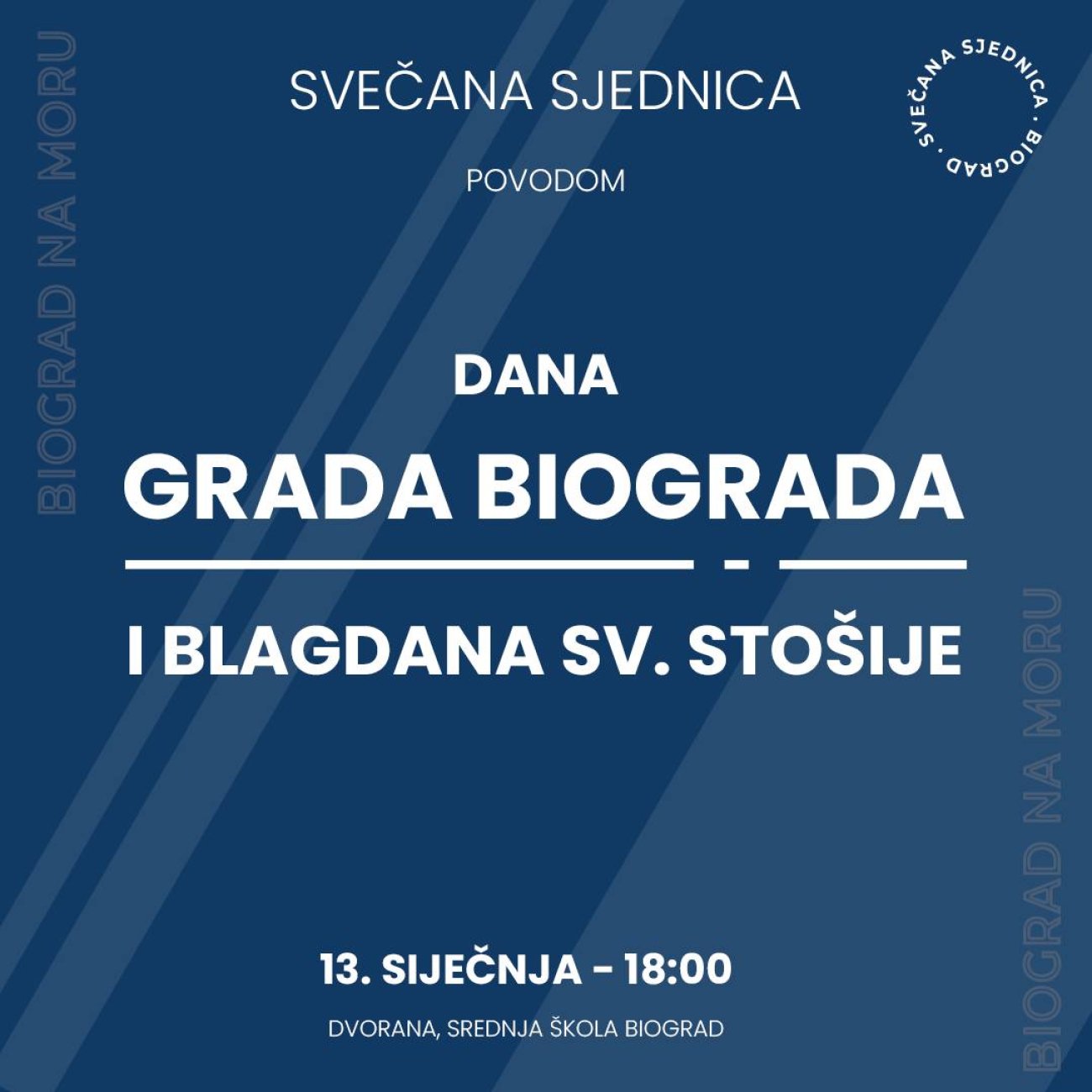 Svečana sjednica Gradskog vijeća Grada Biograda na Moru povodom Dana Grada Biograda na Moru i nebeske zaštitnice Sv. Stošije