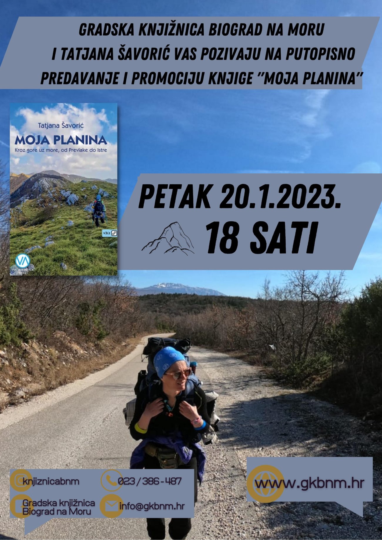 Putopisno predavanje i promocija knjige 'Moja planina' Tatjane Šavorić - 20. siječnja 2023.