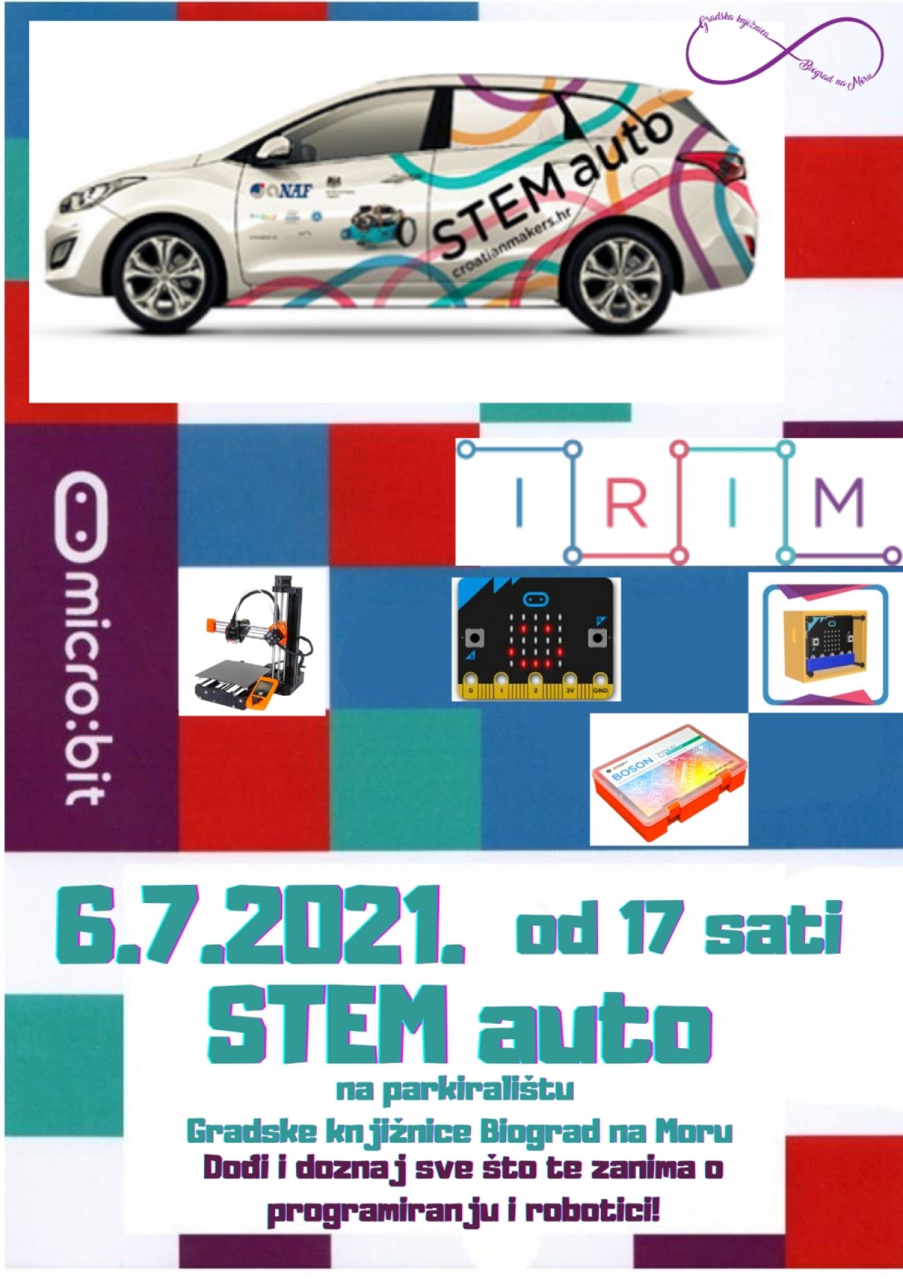 Stem auto u Gradskoj knjižnici Biograd, 6.7.2021. od 17 sati